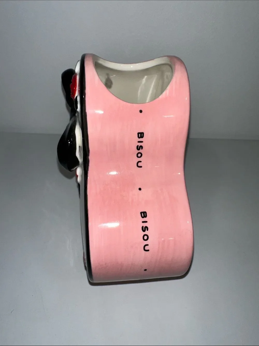 Anthropologie Pink White Black Amour Ceramic Heart Shaped Vase